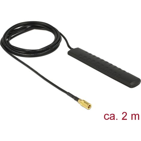 Antenne dab+ / dmb / dvb-t2  smb 20 db 2 m rg-174 aktiv starr omni schwarz klebemontage delock
