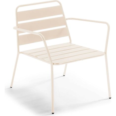 Fauteuil bas de jardin en métal ivoire - Palavas (1/5)