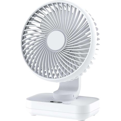 Ventilateur de table silencieux USB, 7,2 pouces, oscillation automatique à 90°, affichage LED, débit d'air puissant et silencieux, portable, pour bureau, maison, chambre, dortoir (1/5)