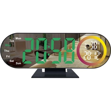 Reloj despertador digital con brillo ajustable,visualización de 12/24 horas,reloj electrónico LED,2 alarmas,fecha y día de la semana (1/5)