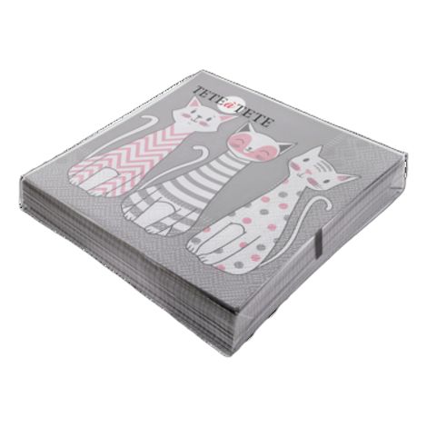Tovaglioli con gatti glamour Tête-à-Tête