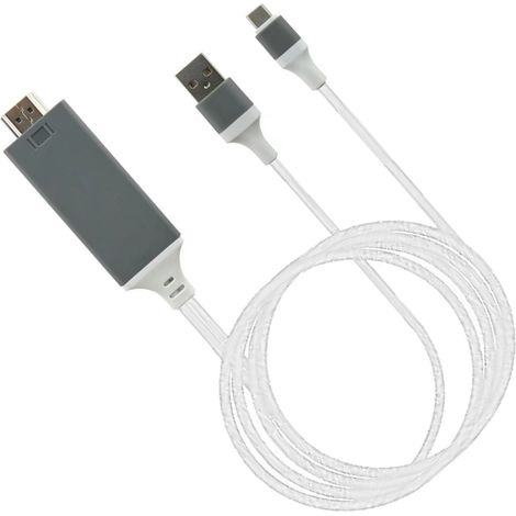 Câble adaptateur USB-C vers HDMI (High Definition Multimedia Interface) en PVC et cuivre blanc pour téléphone et ordinateur portable (1/5)