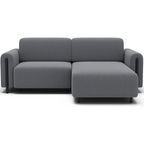 Canapé d'angle convertible ARVESSA gris clair nid d'abeille – Angle droit (1/5)
