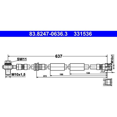 Flexible de frein ATE 83.8247-0636.3 AUDI 5Q0 611 701 C 5Q0 611 701 D
