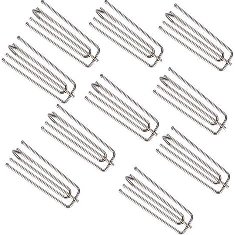 10 Gardinenhaken – Edelstahl – 4,1 x 2,6 x 0,2 cm – für Gardinen mit Faltenband oder Bändern, ermöglicht freies Hängen der Gardinen – Silber (1/5)