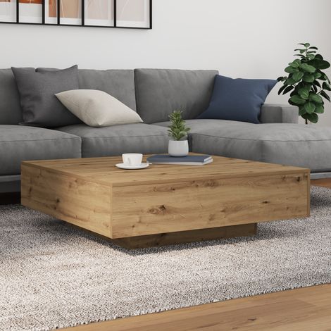 Table Basse-Table Salon chêne artisanal 100 x 100 x 31 cm Bois d'ingénierie 809130 (1/5)