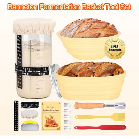 FLITI Bread Fermentation Basket, Complete Sourdough Kit, 9 Inch Rattan Basket, Homemade Bread Baking Utensils for Beginners (1/5)