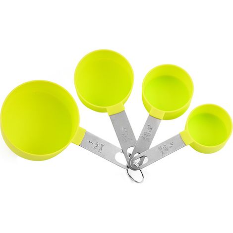 Tasses à mesurer empilables avec poignées en acier inoxydable pour mesurer les ingrédients secs et liquides (vert clair) (1/5)