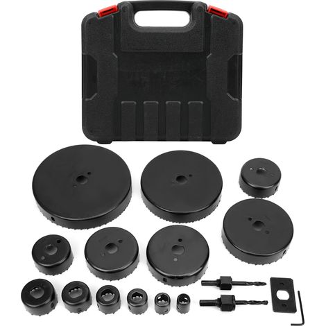 Kit 17 pièces scie cloche bois acier haute carbone, foret perceuse défonceuse à bois outil de perçage (1/5)