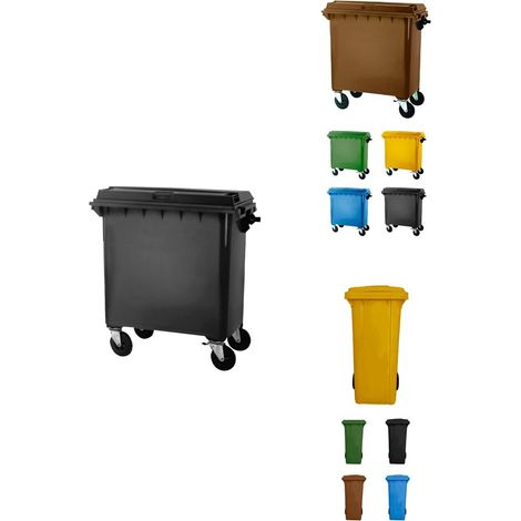Contenedor de Basura Reciclables de Colores con Ruedas y Mango Antideslizantes 120L, 240L, 360L, 800L y 1100L