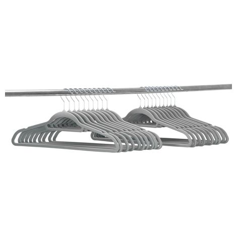 Ganci per abiti 20 pezzi in velluto, set premium grigio chiaro. (1/5)