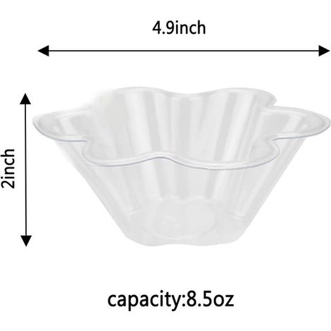 Juego de 100 cuencos de plástico transparentes con forma de flor para postres (250 ml),Vasos desechables para helado y yogur para fiestas (1/5)