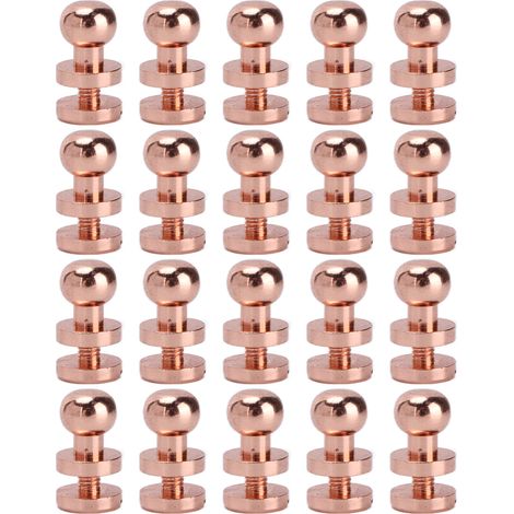 20 pièces de rivets en laiton doré rose anti-oxydation pour valise, sac à main, chaussures, accessoires de maroquinerie 8x7mm (1/5)