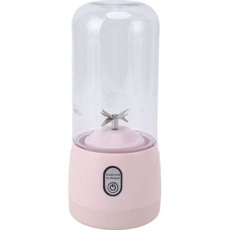 Mixeur portable USB rechargeable 6 lames mini tasse presse-agrumes fruits pour voyage sport cuisine 410ml Rose (1/5)
