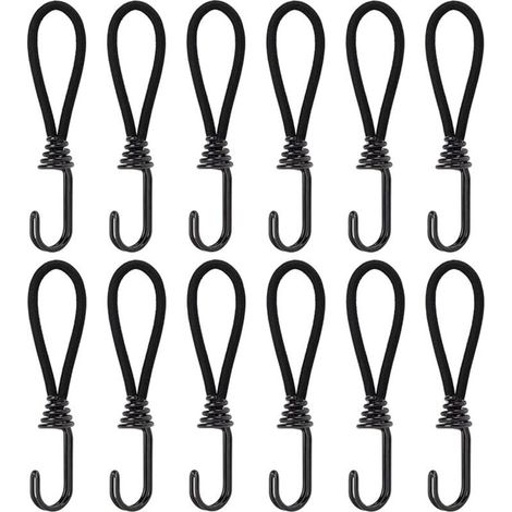 Corde elastiche con ganci, corda elastica in gomma da 15 cm con elementi di fissaggio per tettoia, telone, campeggio, tenda, imbracatura di estensione per tende, 12 pezzi