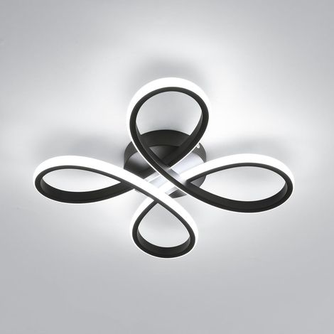 Plafonnier LED Moderne, Lampe de Plafond 30W 3375LM, Luminaire Plafonnier Forme de Fleur pour Couloir, Balcon, Chambre, Salon, Salle à Manger, Lumière Blanche 6500K, 30cm, Noir (1/5)