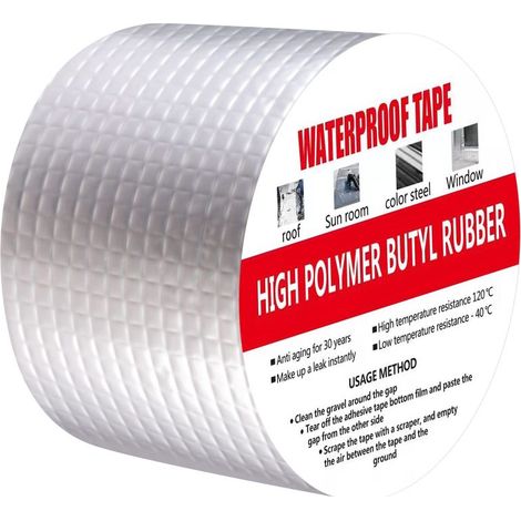 Nastro sigillante impermeabile in butile e alluminio per la riparazione di perdite, 5 cm × 10 m (argento)
