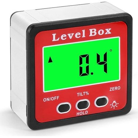 Medidor de ángulo digital con base magnética y pantalla LCD retroiluminada para carpintería y albañilería (1/5)