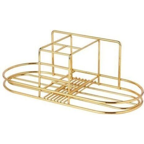 Soporte de pared para cepillos de dientes, soporte multifuncional para cepillos de dientes eléctricos, soporte para cepillos de dientes sin taladrar, almacenamiento para baño, dorado