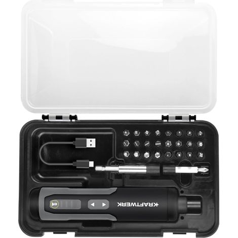 Tournevis électrique sans fil 3.6V USB-C, coffret 28 pièces - Kraftwerk