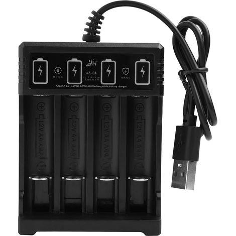 4-Steckplätze Akkuladegerät Schnellladung, Universal-Akkuladegerät, intelligentes Akkuladegerät mit LCD-Display, für 1,2 V AA AAA Ni-MH/Ni-CD Akkus mit USB-Anschluss (1/5)