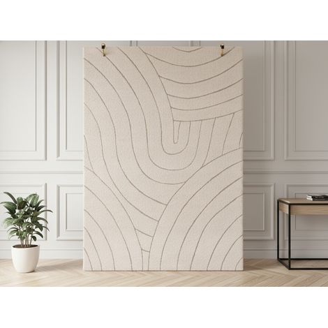 BOBOCHIC - Tapis poils ras BENOIT motif abstrait 160x230 Beige (1/5)
