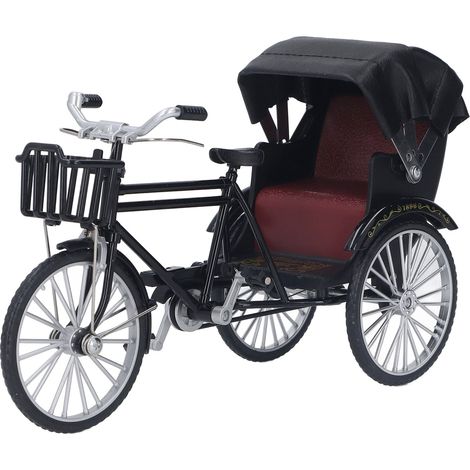 Miniature Décorative Rickshaw Vintage en Métal 3 Roues pour Bureau - Modèle Collection Noir (1/5)