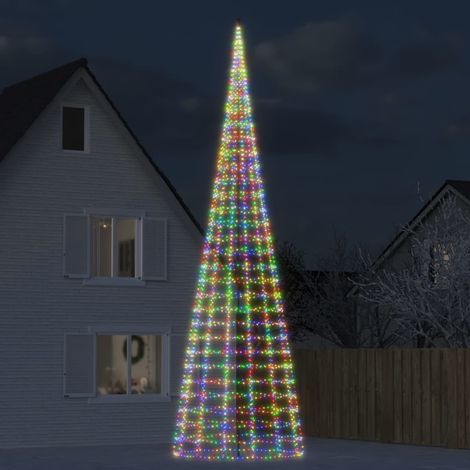 Sapin de Noël à LED sur mât de drapeau-Décoration de Fête pour Noël 3000 LED coloré 800 cm 908149 (1/5)