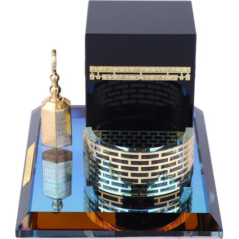 Dreiteiliges Modell der Kaaba aus vergoldetem Kristall, islamisches Bauwerk, Kunsthandwerk, Souvenir, Innendekoration (1/5)