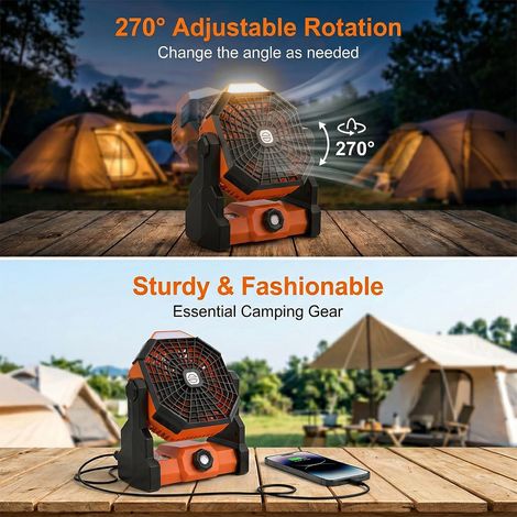 Fan of Camping Portable Tent Fan 10000mah 3 in 1 Fan of Tent Outdoor with Light LED of Class 3 to 4 Speeds for the Fishing in Full air of Trip of Tent (1/3)