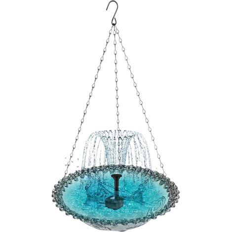 Solarbetriebenes Vogelbad – 1 Stück – Kunstharz und Metall – Springbrunnen mit Pumpe – Für Garten und Terrasse – zum Aufhängen (1/5)