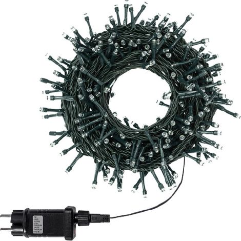 Luccika Home stringa catena 9 mt serie da 180 luci per albero di Natale a led bianco ghiaccio e rosa 31V cavo verde con 8 giochi di luce e memoria IP44 per uso esterno interno Bianco ghiaccio + rosa c (1/5)
