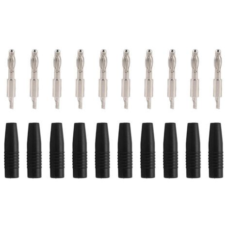 Pair 10 Pièces Connecteurs Banane 4mm Mâle pour Câbles de Test Multimètre, Enceintes et DIY - Noir (1/5)