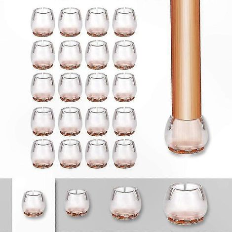 Lot de 20 Protège-pieds de Chaise en Silicone, Embouts de Pieds de Meuble avec Coussinets en Feutre, Taille 17-21mm pour Chaises et Tabourets (1/5)