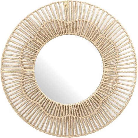 Miroir Mural Déco "Rond" 50cm Naturel (1/2)