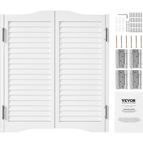 VEVOR Porte Battante Double, 805x28x900 mm, Porte Saloon en Bois de Pin avec Charnieres, Quincaillerie, Facile a Installer, pour Interieur, Couloir de Maison, Cuisine, Bar, Cafe, Entree de Pub, Blanc (1/5)