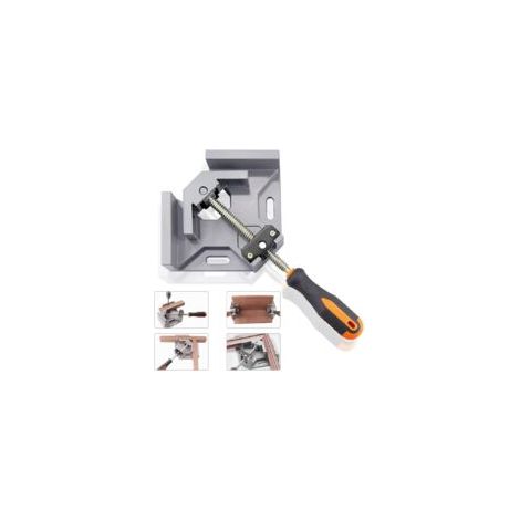 Litzee – Abrazadera de ángulo recto de 90° – Tornillo de banco de esquina de aluminio – Capacidad de sujeción de 70 mm – Ancho de mordaza de 9,5 cm – Para un montaje preciso de madera y metal – Crezuo