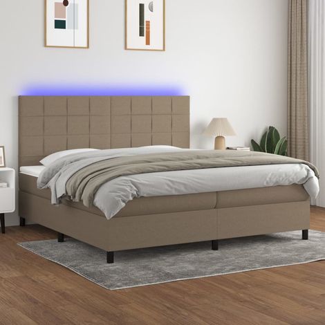 Sommier tapissier et matelas et LED Sommier pour Adulte et Enfant Lit adulte Taupe 200x200 cm Tissu XRKJY7239001 (1/5)