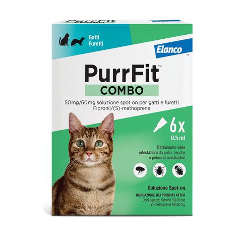 Antiparassitario Purrfit Combo Gatti Elanco con 1 kg 6 Pezzi