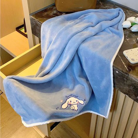 Serviette de bain en polaire corail avec un adorable motif de chien cannelle, douce, absorbante, à séchage rapide, idéale pour les couples, serviette de plage, paréo, serviette de bain bleue avec un c (1/5)