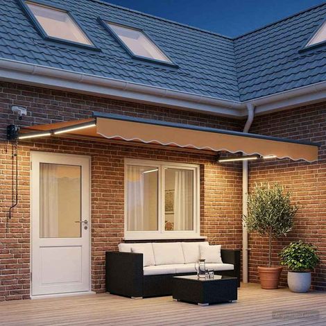 vidaXL Toldo Retráctil Eléctrico Arena 100% Poliéster y Aluminio (1/5)