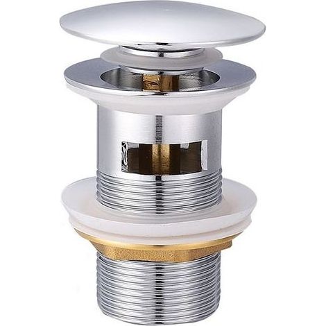 TAISHENGDA-Universal-Ablaufgarnitur mit Überlauf Click Clack Pop-Up Ablaufgarnitur 1 1/4" Gewinde Ablaufventil mit Dichtungen für Waschbecken und Waschbecken Chrom (Ablauf mit Überlauf) (1/5)