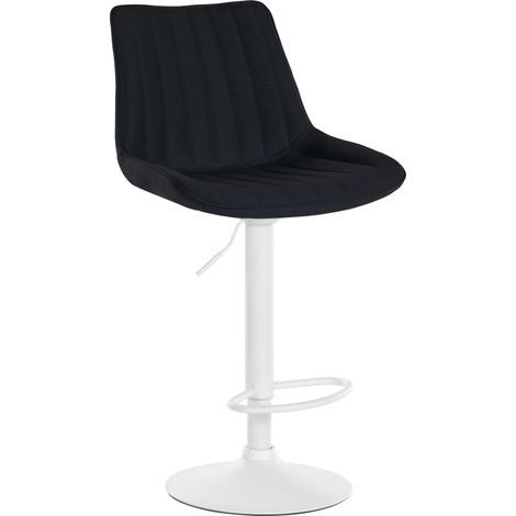 Sgabello da bar x1 regolabile in altezza girevole a 360° seduta in tessuto nero con cuciture verticali base in metallo bianco 100006041