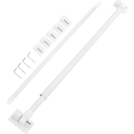 Lot de 2 petites tringles à rideaux extensibles et réglables en plastique-30.40X0.90X0.60CM-White (1/3)