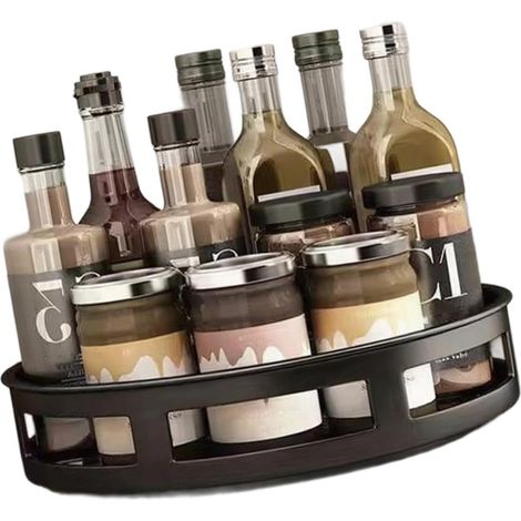 Organiseur de comptoir de cuisine rotatif à 360 degrés, étagère réglable pour salle de bain, cosmétiques, étagère de rangement en métal réglable (1/5)