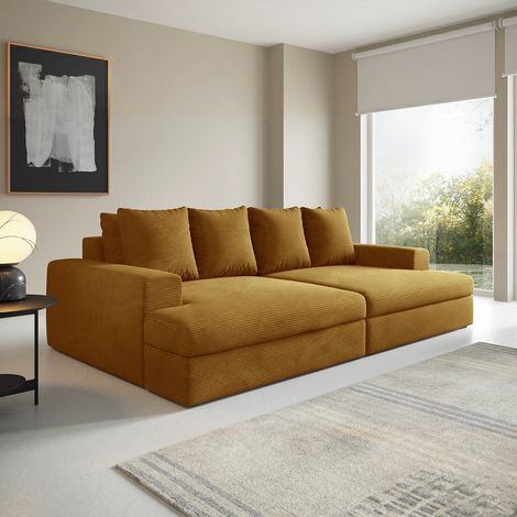 Gerade 3-Sitzer-Sofa mit tiefer Sitzfläche Paola Senfgelb (1/5)