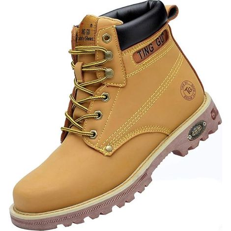 Bottes de sécurité à embout d'acier pour hommes et femmes, chaussures de travail, imperméables, en cuir, indestructibles, protègent les bottines de travail, pointure 44 EU (1/5)