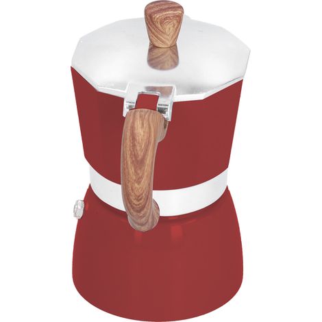 Cafetière moka octogonale pratique en aluminium de 150 ml pour la maison, le bureau et la cuisine (rouge) (1/5)
