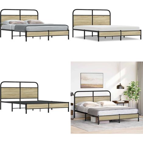 vidaXL Cadre de lit sans matelas 160x200 cm chêne sonoma (1/5)