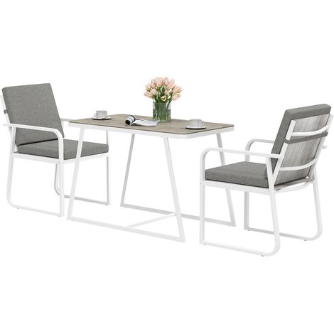 Outsunny Set da Giardino 3 Pezzi con 2 Sedie e Tavolo da Esterno Bianco (1/5)